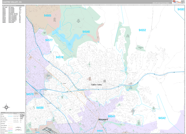 Castro Valley Wall Map